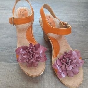 Women's b.o.c. gold leather slingback wedge sandal